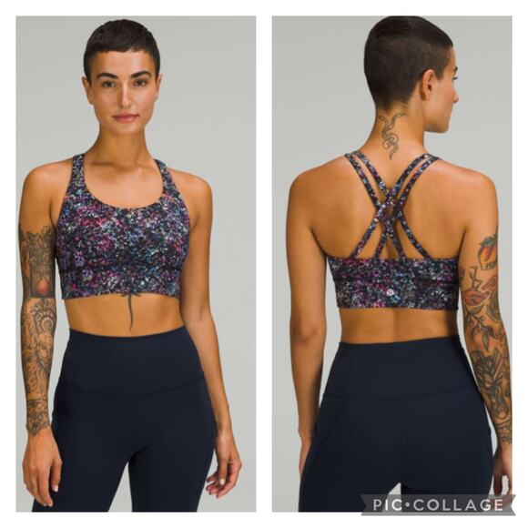 lululemon athletica Tops - Lululemon Energy Longline Bra Medium Support Floral Spray Multi Size 8
